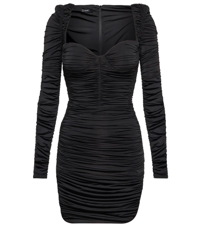 Alex Perry Hollis Ruched Long-sleeve Dress In Black
