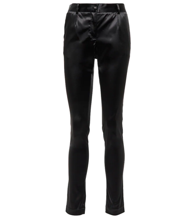 Dolce & Gabbana Satin High-waisted Trousers In Black