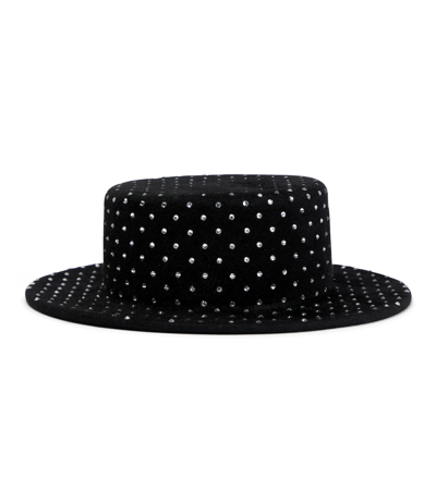 Ruslan Baginskiy Embellished Felt Canotier Hat In Black