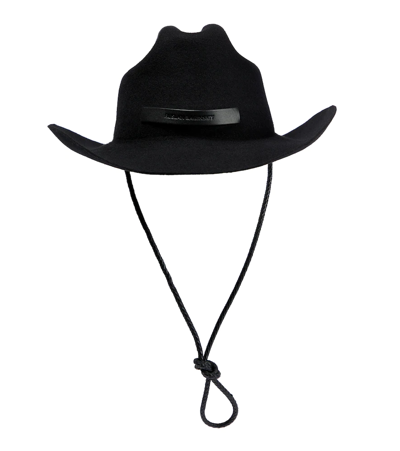 Ruslan Baginskiy Leather-trimmed Cowboy Hat In Nero