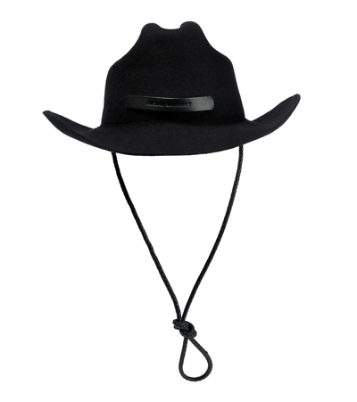 Ruslan Baginskiy Leather-trimmed Cowboy Hat In Black
