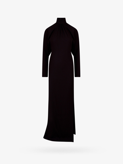 Blumarine Long-sleeve Slit-detail Dress In Brown