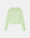 Lafayette 148 Cashmere Textured Stitch Ribbed-trim Sweater In Green