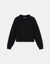 Lafayette 148 Cashmere Textured Stitch Ribbed-trim Sweater In Black