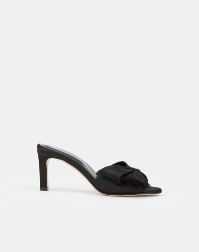 Lafayette 148 Satin Heeled Mule In Black