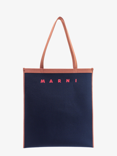 Marni Jacquard Shopping Bag In Blue