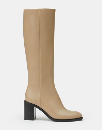 Lafayette 148 Calfskin Leather Heeled High Boot-taupe In Beige