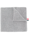 Thom Browne Adjustable Ribbed Striped Scarf In Grey
