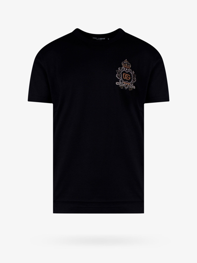 Dolce & Gabbana Cotton T-shirt With Heraldic Dg Patch In Black