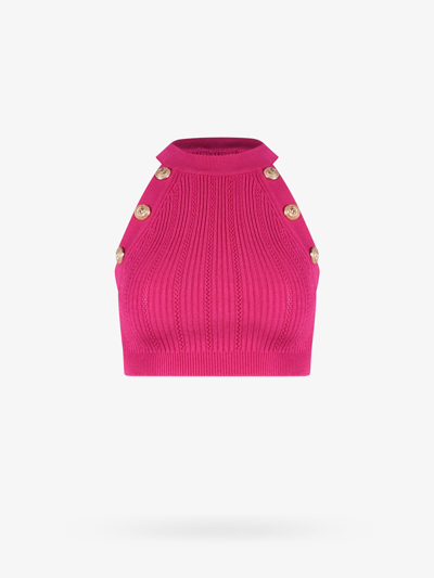 Balmain Logo Buttons Top In Fucsia