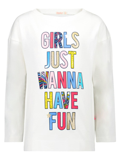 Billieblush Kids' Slogan-print Long-sleeve T-shirt In White