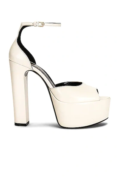 Saint Laurent Jodie 95 Platform Sandals In Pearl