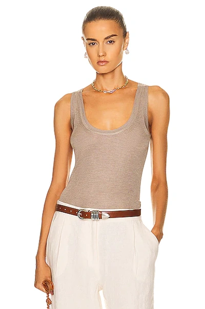 Totême Scoop-neck Silk And Cashmere Tank Top In Mink