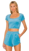 Alo Yoga Terry Beachside Short Sleeve In Blue Splash