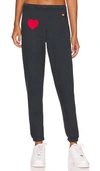 Aviator Nation Heart Applique Jogger Pants In Charcoal