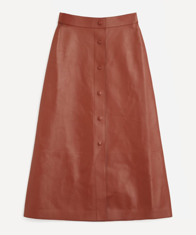 Chloé Nappa Leather Skirt In Intense Brown