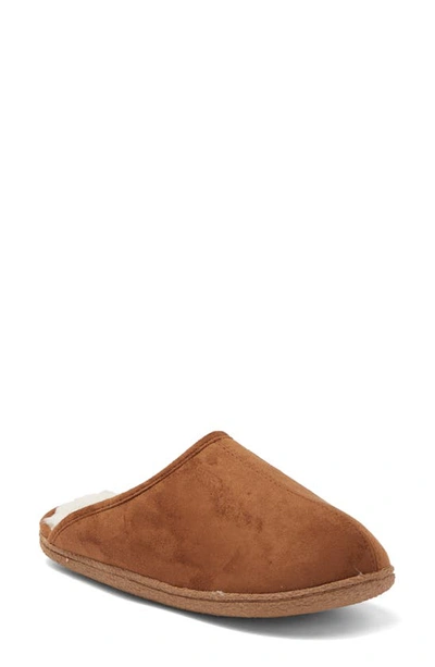 Nordstrom Rack Brock Faux Fur Lined Scuff Slipper In Chestnut