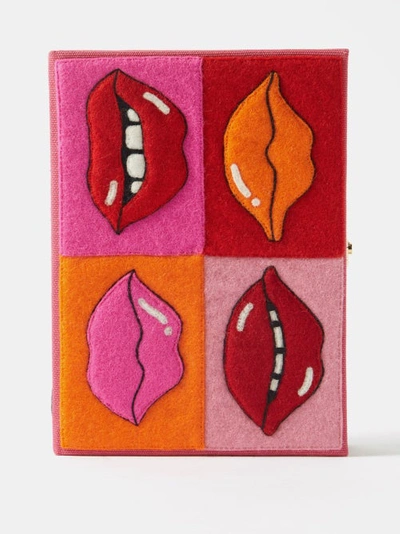 Olympia Le-tan Lips Georgia Perry Book Clutch Bag W/ Strap In Pink Multi