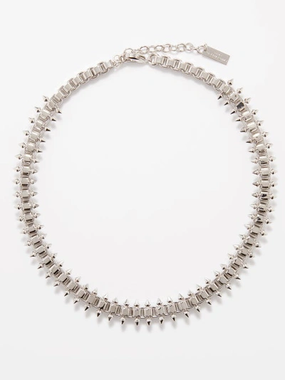 Saint Laurent Square And Spikes Necklace In Silver