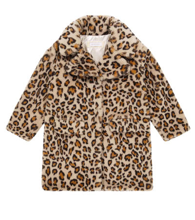 Monnalisa Kids' Leopard-print Faux Fur Coat In Maculato