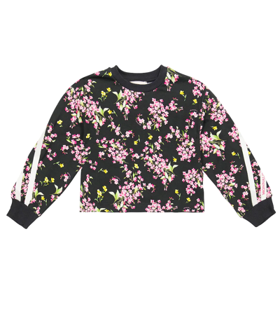 Monnalisa Kids Black Floral Print Cropped Sweatshirt