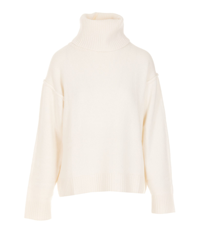 Allude Mockneck Cashmere Sweater In White