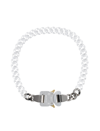 Alyx Silver & White Ceramic Buckle Chain Necklace In Trasparent
