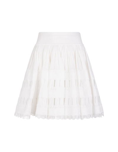 Alaïa Woman High Waist White Fluid Short Skirt
