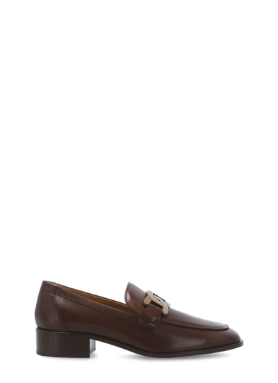 Tod's Loafers In Leather In Brown