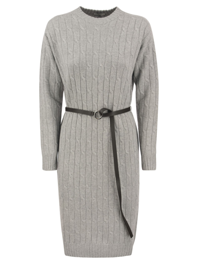 Peserico Plaited Tricot Dress In Grey