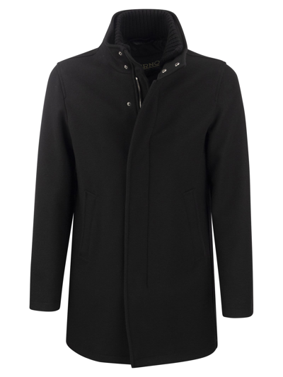 Herno Wool-blend Medium Coat In Dark Grey