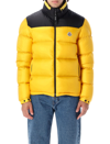 Moncler Two-tone Logo-patch Padded Jacket In Yellow