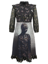 UNDERCOVER FRILLED BUTTERFLY PRINT DRESS