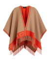ETRO WOMAN BEIGE AND ORANGE JACQUARD WOOL AND CASHMERE CAPE