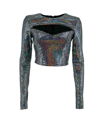 Chiara Ferragni Multicolor Mirror Party Top In Black