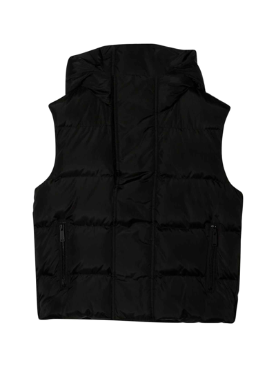 Dsquared2 Kids' Rear-logo Hooded Puffer Vest In Black