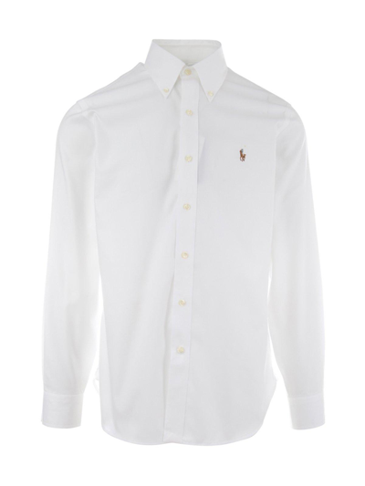 Ralph Lauren Logo Embroidered Plain Shirt In White