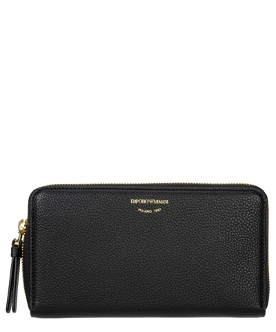 Emporio Armani Myea Leather Wallet In Black