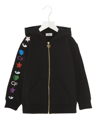 Chiara Ferragni Kids' Rainbow Hoodie In Black