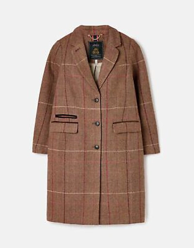 Pre-owned Joules Womens 217539 Long Tweed Coat - Anni Tweed