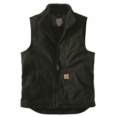 Pre-owned Carhartt Weste Washed Duck Lined Mock Neck Waistcoat Black