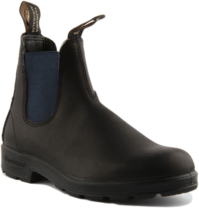 Pre-owned Blundstone 1917womens Blue Gusset Chelsea Boots In Black Blue Size 3 - 7