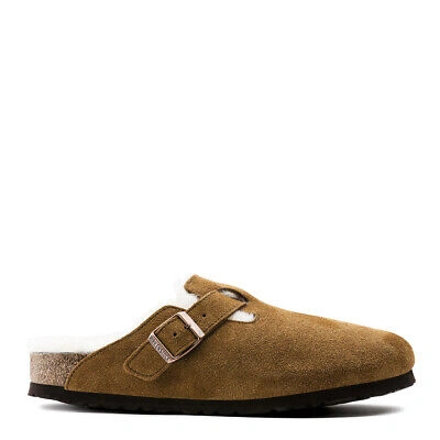 Pre-owned Birkenstock Boston Shearling Reg Sandals Mink - Sale