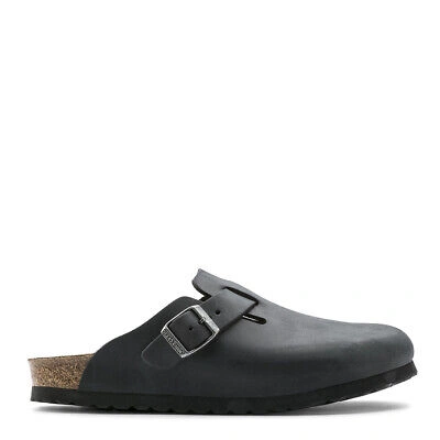Pre-owned Birkenstock Boston Nu Reg Sandal Oiled Black - Sale