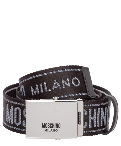 Pre-owned Moschino Belt Men Logo Tape Z2a800782091555 Black
