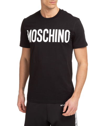 Pre-owned Moschino T-shirt Men 222zra070170411555 Black Round Collar Short Sleeves