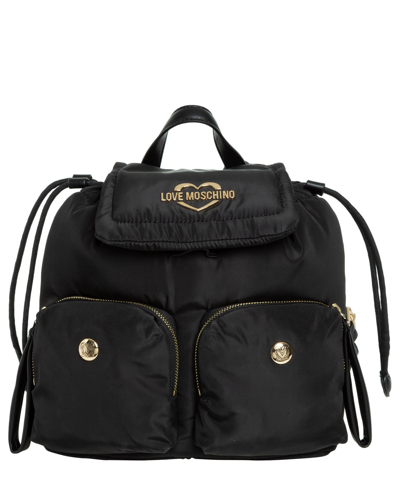 Pre-owned Moschino Love  Backpack Women Jc4054pp1fle100a Black Lined Interior Medium