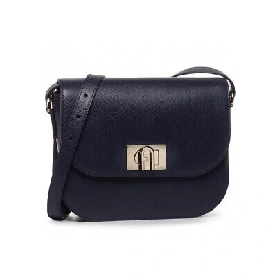 Pre-owned Furla Woman Shoulder Bag Fashion  1927 Small In Deep Dark Blue Leather With Strap