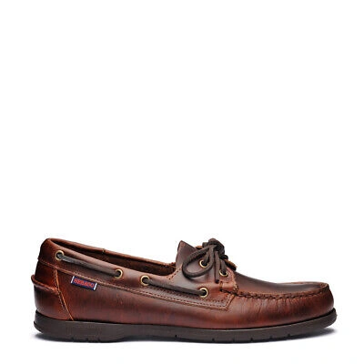 Pre-owned Sebago Endeavor Waxed Leather Boat Shoe Brown Gum - Sale