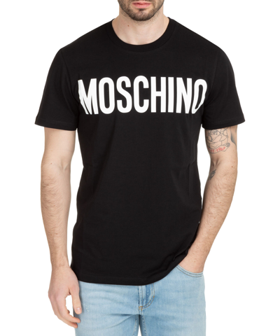 Pre-owned Moschino T-shirt Men 222zza070152411555 Black Round Collar Short Sleeves